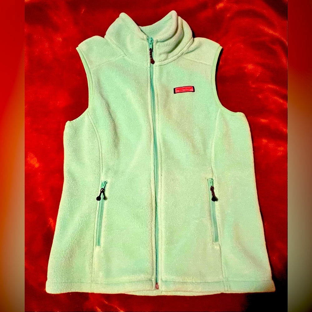 The prettiest mint green fleece vest.